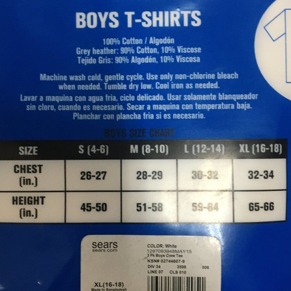 Joe Boxer | Boy's T-Shirts | 3 Pack | White | XLarge - Picture 3 of 3